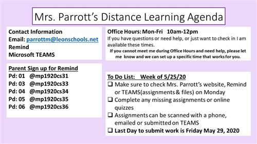 Distance Learning Agenda 5_25 